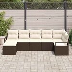 vidaXL Ensemble de canapé de jardin avec coussin 7 Pièces Marron  Crème