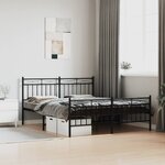 vidaXL Cadre de lit métal sans matelas avec pied de lit noir 160x200cm