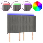 vidaXL Tête de lit à LED Gris clair 147x16x118/128 cm Velours