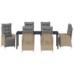 vidaXL Set de dîner de jardin 7 pièces beige en rattan poly