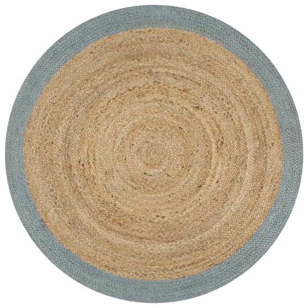 vidaXL Tapis fait à la main Jute avec bord vert olive 150 cm