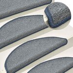 vidaXL Tapis d'escalier 30 pièces 56 x 17 x 3 cm Gris clair et bleu Demi-rond