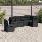 vidaXL Salon de jardin 6 Pièces avec coussins noir résine tressée