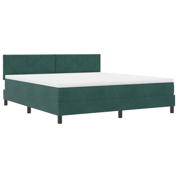 vidaXL Lit à ressorts avec matelas & LED Vert foncé 180x200 cm en velours