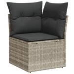 vidaXL Salon de jardin avec coussins 7 Pièces gris clair résine tressée