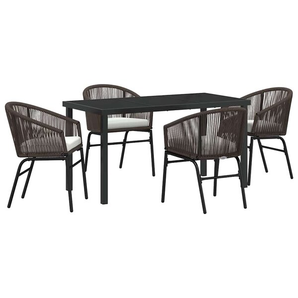 vidaXL Ensemble de salle à manger pour jardin 5 Pièces Marron Poly rotin