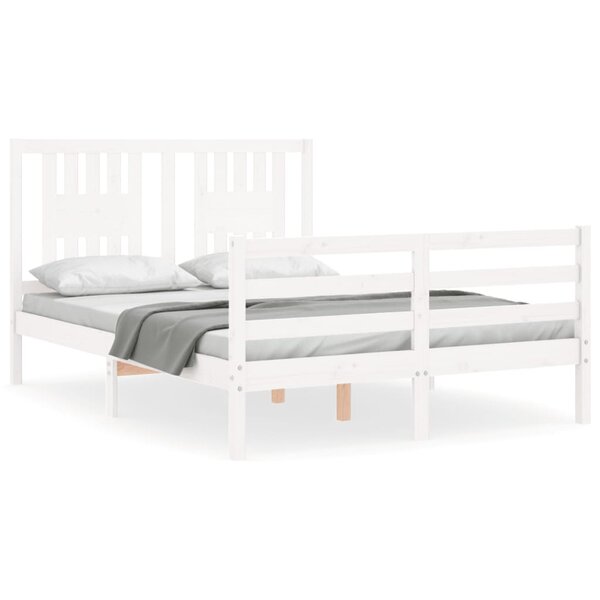 vidaXL Cadre de lit sans matelas blanc bois massif