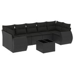 vidaXL Salon de jardin 8 Pièces avec coussins noir résine tressée