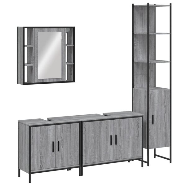 vidaXL Ensemble d'armoires de salle de bain 4 Pièces sonoma gris