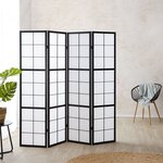 Paravent bois 4 pans noir