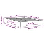 vidaXL Cadre de lit surélevé Marron 120 x 200 cm Bois massif en pin