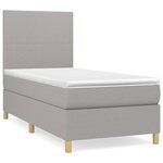vidaXL Sommier à lattes de lit et matelas Gris clair 90x190 cm Tissu