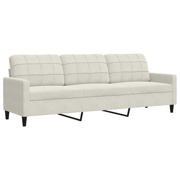 vidaXL Canapé à 3 places Crème 210 cm Velours