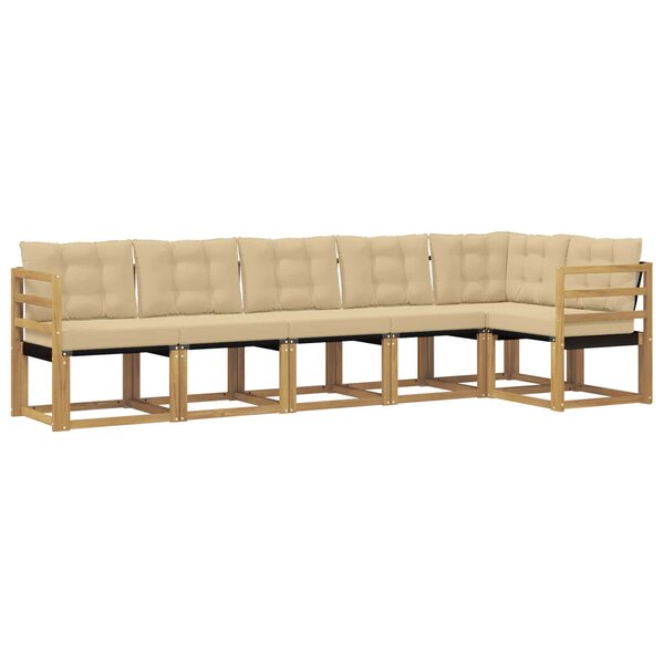 vidaXL Ensemble de canapés d'extérieur 6 Pièces Blanc et Beige