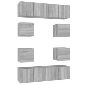 vidaXL Ensemble de meubles TV 8 Pièces Sonoma gris Bois d'ingénierie