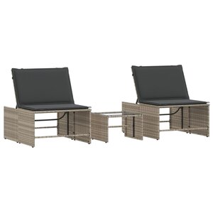 vidaXL Chaises longues 2 pièces avec table en résine tressée gris clair