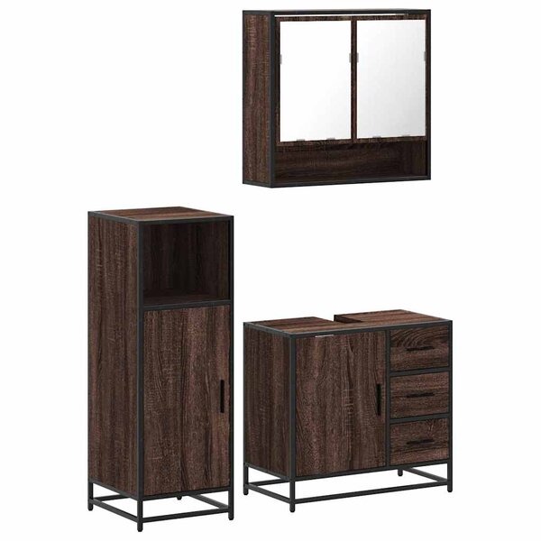 vidaXL Ensemble de meubles de salle de bain 3 Pièces Chêne marron