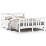 vidaXL Cadre de lit avec tête de lit sans matelas blanc 140x200 cm