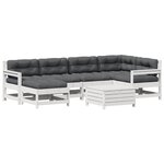 vidaXL Salon de jardin 7 Pièces avec coussins blanc bois de pin massif