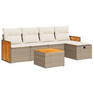 vidaXL Salon de jardin avec coussins 6 Pièces beige résine tressée