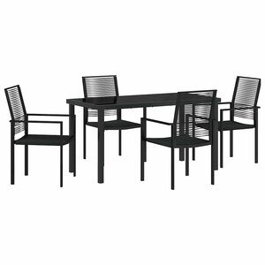 vidaXL Ensemble de salle à manger pour jardin 5 Pièces Noir Rattan PVC