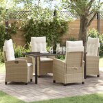 vidaXL Ensemble de salle à manger de jardin de 5 pièces avec coussins Beige Rotin Poly