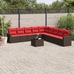 vidaXL Salon de jardin 10 Pièces avec coussins marron résine tressée