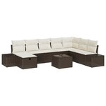 vidaXL Ensemble de salon de jardin 9 pièces avec des coussins en poly ratan marron.