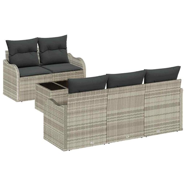 vidaXL Ensemble de canapé de jardin 6 Pièces Gris clair et gris foncé