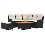 vidaXL Ensembles de meubles avec oreiller 5 Pièces Noir et Crème Rotin PE