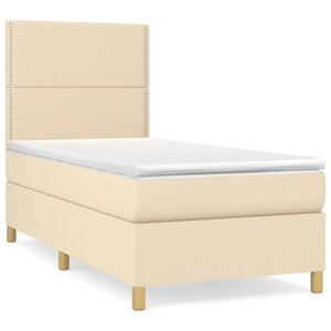 vidaXL Sommier à lattes de lit avec matelas Crème 100x200 cm Tissu