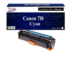 T3AZUR -Toner compatible avec Canon 718 (2661B002)pour Canon MF726CDW  MF728CDW  MF729CDW Cyan -2 800 pages