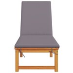 vidaXL Chaise longue avec coussins gris clair en bois massif d'acacia
