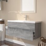 vidaXL Meuble lavabo avec bassin intégré Sonoma gris Bois d'ingénierie