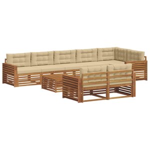 vidaXL Ensemble de canapés d'extérieur 9 pc Naturel et Beige