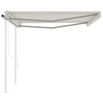 vidaXL Auvent automatique rétractable avec poteaux 4 5x3 5 m Crème