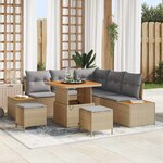 vidaXL Ensemble de canapé de jardin 8 Pièces Beige Poly rotin