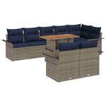 vidaXL Ensemble de canapé de jardin 9 Pièces Gris Poly rotin