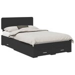 vidaXL Cadre de lit avec tiroir Noir 135 x 190 cm Bois d'ingénierie