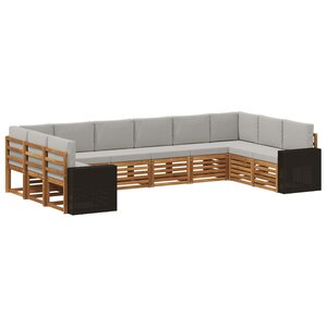 vidaXL Ensemble de canapés d'extérieur 10 pc Naturel et gris clair