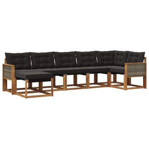 vidaXL Ensemble de canapés d'extérieur 7 pc Naturel et noir