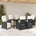 vidaXL Ensemble de salle à manger pour jardin 7 Pièces Noir polyrotin
