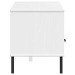 vidaXL Meuble TV avec pieds en métal Blanc Bois de pin massif OSLO