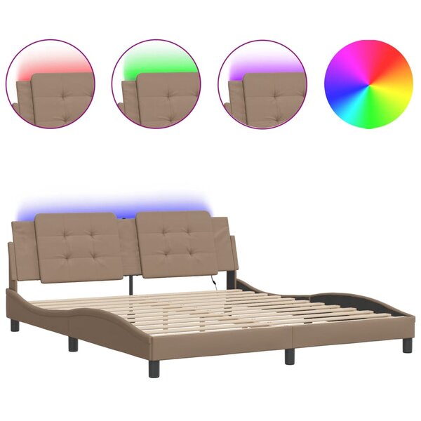vidaXL Cadre de lit avec LED sans matelas cappuccino 180x200 cm