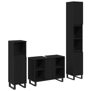 vidaXL Ensemble de mobilier de salle de bain avec stockage 3 Pièces Noir