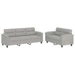 vidaXL Ensemble de canapés 2 Pièces coussins gris clair tissu microfibre