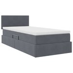vidaXL Lit de rangement LED avec matelas Gris foncé 90 x 200 cm