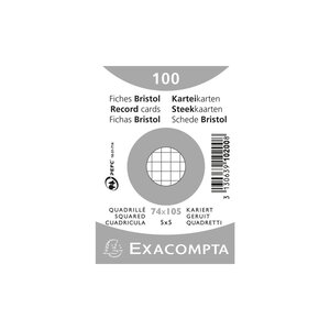 Paquet 100 fiches sous film bristol quadrillé 5x5 non perforé 74x105mm x 40 EXACOMPTA
