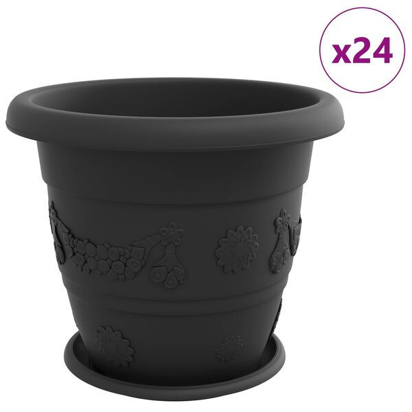 vidaXL Pots de plantes 24 Pièces Noir Ø 39 x 32 cm Plastique