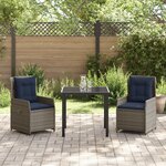 vidaXL Ensemble de salle à manger de jardin 3 pièces Gris Poly Rattan